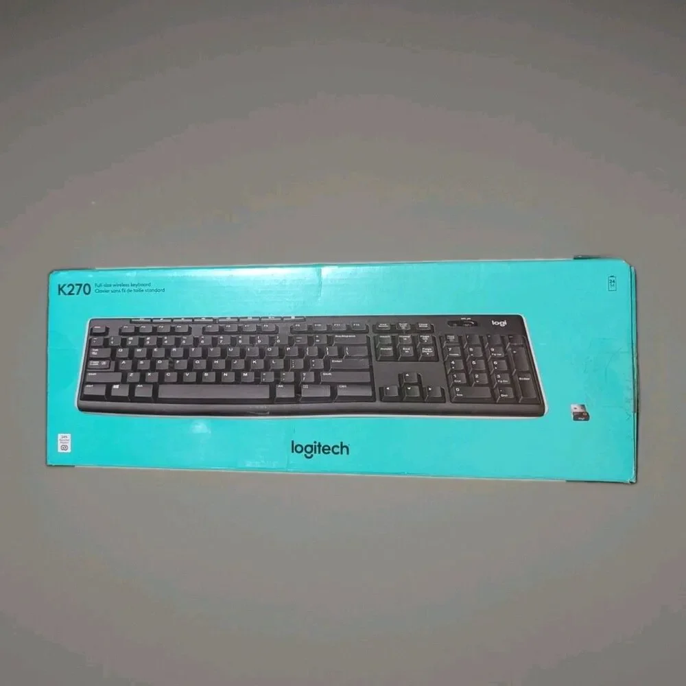 Logitech K270 Wireless Keyboard Full Size Unifying USB Receiver New Open Box